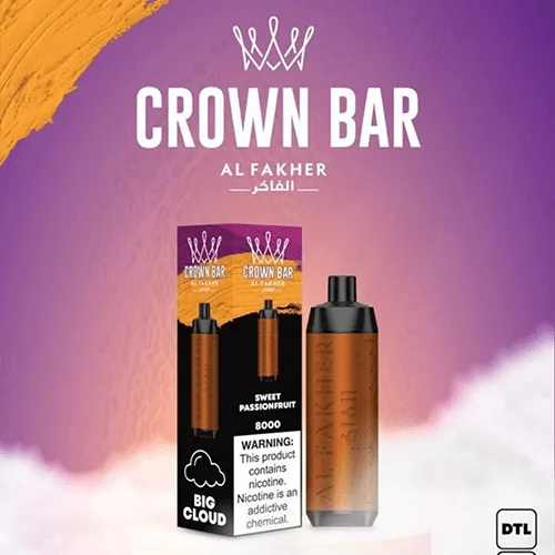 crown bar alfakher sweet passionfruit 8000 puffs.webp crown bar alfakher sweet passionfruit 8000 puffs.webp