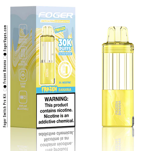 frozen banana foger switch pro 30k puffs disposable pod box.webp frozen banana foger switch pro 30k puffs disposable pod box.webp