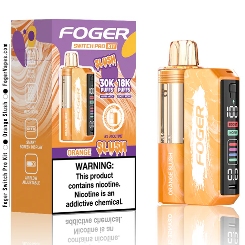 orange slush foger switch pro 30k puffs disposable kit box.webp orange slush foger switch pro 30k puffs disposable kit box.webp